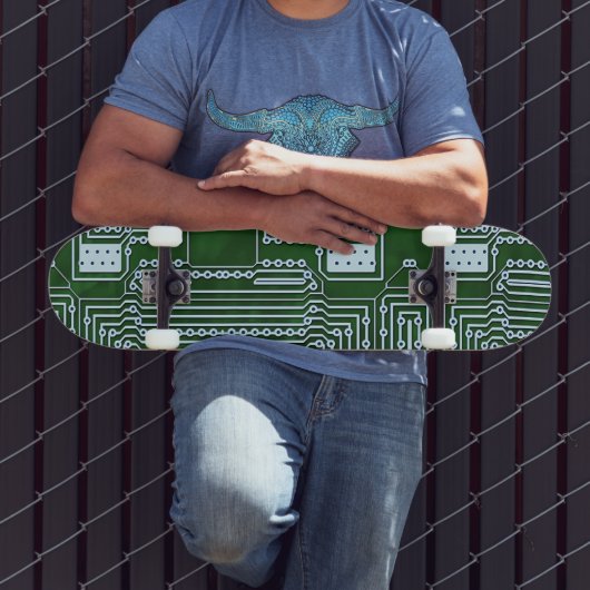 Cool Green White Computer Circuit Board-lijnen Skateboard (Buiten 3)