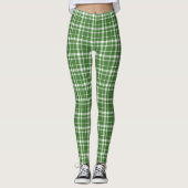 Cool Green White Tartan Scottish St.Patrick's Day Leggings (Voorkant)