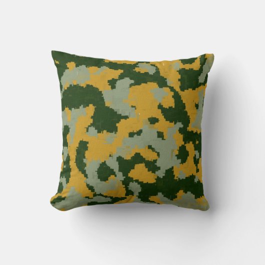 Cool Green Yelllow Grey Camouflage Coussin (Recto)