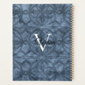 Cool Grey Batik Élégant Monogramme Nom Planificate (Dos)