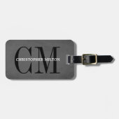 Cool Grey Black Bold Monogram Bagagelabel (Voorkant horizontaal)