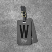 Cool Grey Black Bold Monogram Bagagelabel