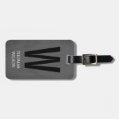 Cool Grey Black Bold Monogram Bagagelabel (Voorkant horizontaal)