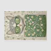 Cool Grey Cat in Specs & Bloemen Boek BT3 Decoupag Tissuepapier (Voorkant)