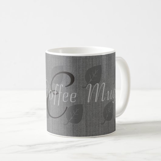 Cool Grey Leaf Pattern Monogrammed Goede Koffie Mo Koffiemok (Voorkant rechts)