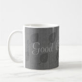 Cool Grey Leaf Pattern Monogrammed Goede Koffie Mo Koffiemok (Links)