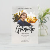 Cool Grey Modern Grunge Brushact Afstuderen Kaart (Staand voorkant)