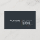 Cool Grey, Orange et Blanc Moderne - Carte de visi (Dos)