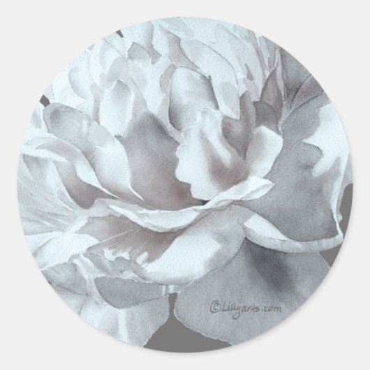 Cool Grey Peony Bruiloft Envelope Sticker (Voorkant)