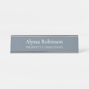 Cool Grey Professional Desk Nom Plaque