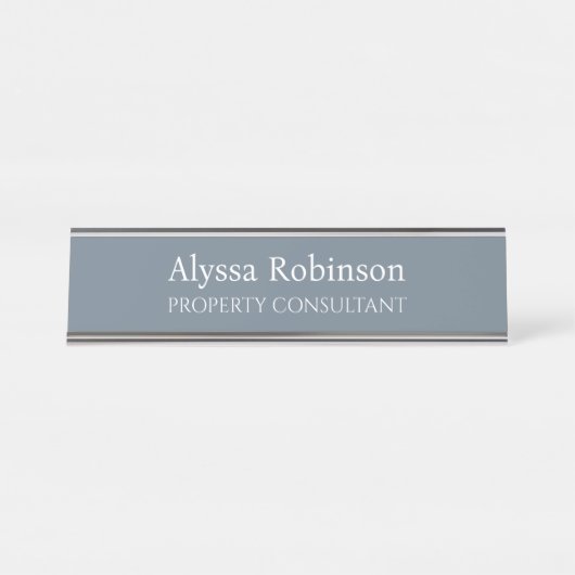 Cool Grey Professional Desk Nom Plaque (Devant)