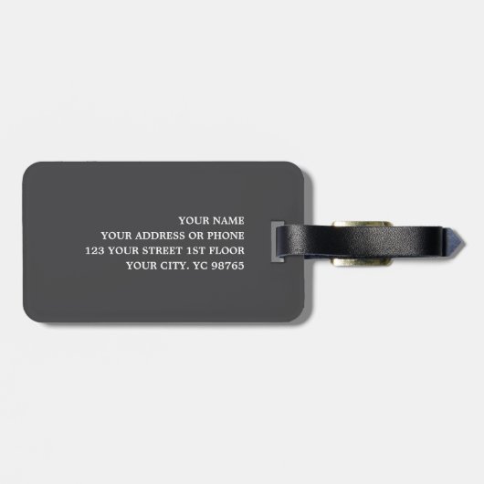 Cool Grey Stripes Black Bold Monogram Bagagelabel (Achterkant horizontaal)