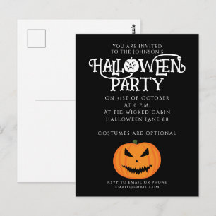 Cool griezelige Jack O'Lantern Halloween uitnodigi Briefkaart