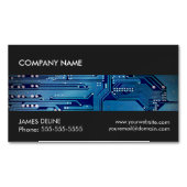 Cool grijs blauw circuit computer reparatie magnetisch visitekaartje (Voorkant)