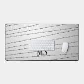 Cool grijs wit zwart gestreepte draadpatroon Monog Bureaumat (Keyboard & Muis)