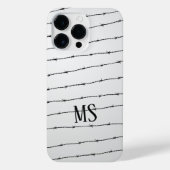 Cool grijs wit zwart gestreepte draadpatroon Monog iPhone Hoesje (Achterkant)
