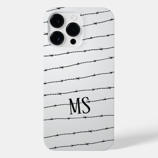 Cool grijs wit zwart gestreepte draadpatroon Monog iPhone Hoesje (Achterkant)