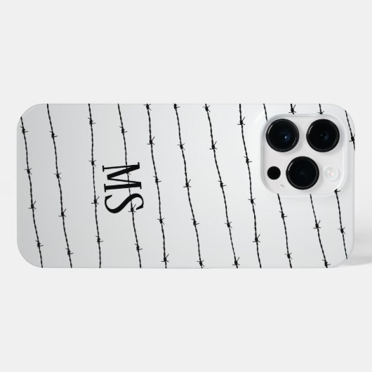 Cool grijs wit zwart gestreepte draadpatroon Monog iPhone Hoesje (Achterkant horizontaal)