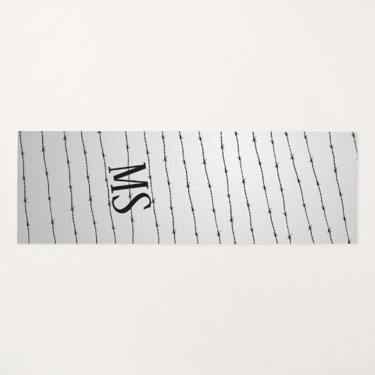 Cool grijs wit zwart gestreepte draadpatroon Monog Yogamat (Voorkant (horizontaal))