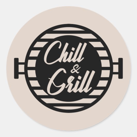 Cool grill chill word art ronde sticker (Voorkant)
