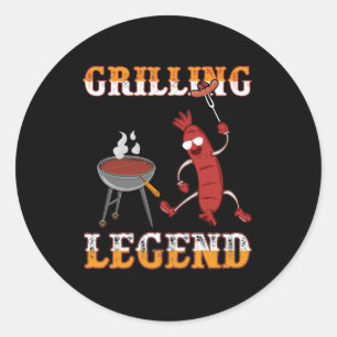 Cool grillen legende woord kunst ronde sticker