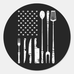 Cool Grillen voor mannen Vrouwen Amerikaanse vlag Ronde Sticker