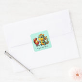 Cool grilling dragon ajouter Carré texte Sticker (Enveloppe)