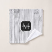 Cool gris imprimé bois de bambou Monogramme (Gant de toilette)