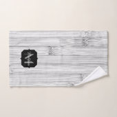 Cool gris imprimé bois de bambou Monogramme (Serviette à main)