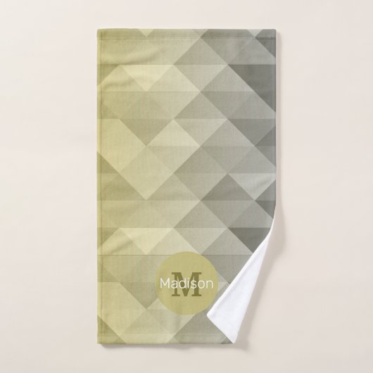 Cool gris jaune Ombre motif géométrique Moonogramm (Serviette à main)