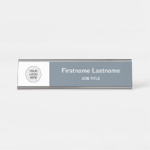 Cool Gris Votre Logo Bureau Moderne Nom Plaque