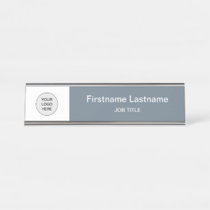 Cool Gris Votre Logo Bureau Moderne Nom Plaque