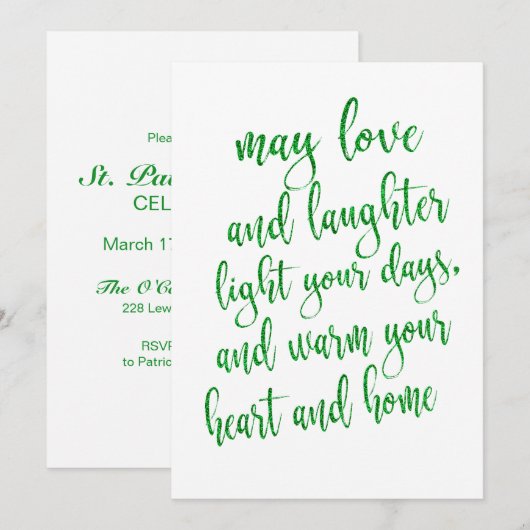 Cool groene glitters St. Patrick's Day-feest Kaart (Voorkant / Achterkant)
