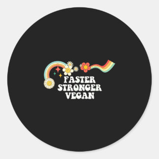 Cool groovy citaat sneller sterker vegan zeggende ronde sticker