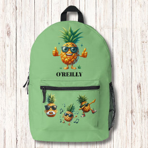 Cool Groovy Pineapple Modern Monogram Bedrukte Rugzak