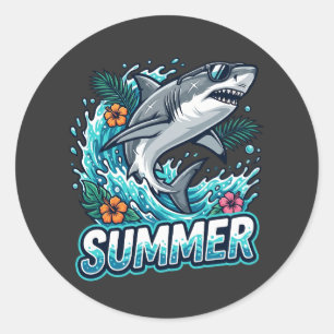 Cool Grote Witte Haai Springend - zomer dier  Ronde Sticker