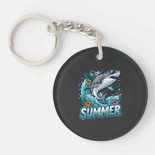 Cool Grote Witte Haai Springend - zomer dier Sleutelhanger