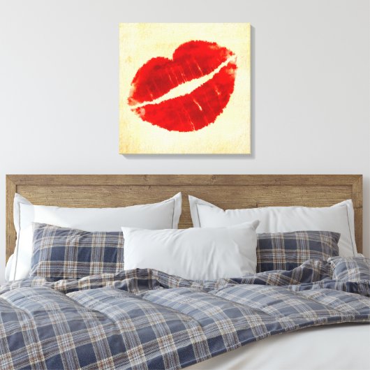 Cool Grunge Big Red Lips Canvas Print (Insitu (Slaapkamer))
