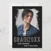 Cool Grunge Black 1 Photo Afstuderen Aankondiging (Voorkant)