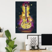 Cool Grunge Guitar Art, gepersonaliseerd Poster (Thuiskantoor)