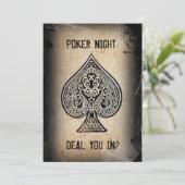 Cool Grunge Retro Poker Aas Feest Uitnodiging (Staand voorkant)