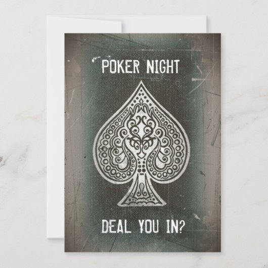 Cool Grunge Retro Poker Ace Of Spades Invitation (Devant)