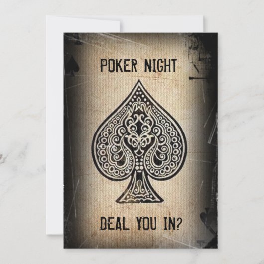 Cool Grunge Retro Poker Ace Of Spades Invitation (Devant)