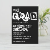Cool Grunge Typography Gradusion Party Invitation Kaart (Staand voorkant)