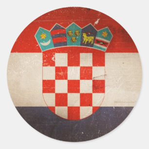  Cool Grungy Kroatië Flag Design Ronde Sticker
