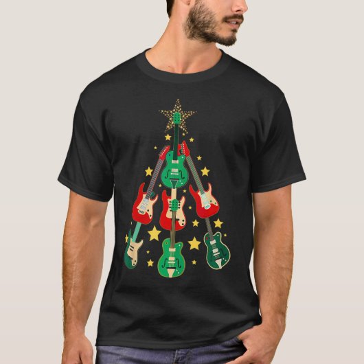 Cool Guitar-kerstboom Guitar Lovers Kerstmis T-shirt (Voorkant)