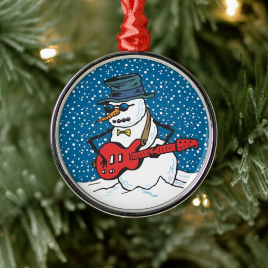 Cool Guitariste Snowman Ornements (Arbre)