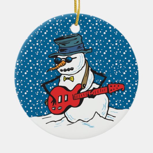 Cool Guitariste Snowman Ornements (Devant)