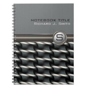 Cool Guy Abstract Stalen Patroon Monogram Notitieb Notitieboek