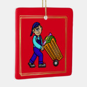 Cool Guy Garbage Man Kerstannament Keramisch Ornament (Rechts)